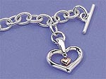 Silver T Bar Necklace with Heart Pendant