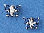 White Gold Butterfly Earrings with Gems