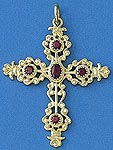 Yellow Gold Cross with Garnets