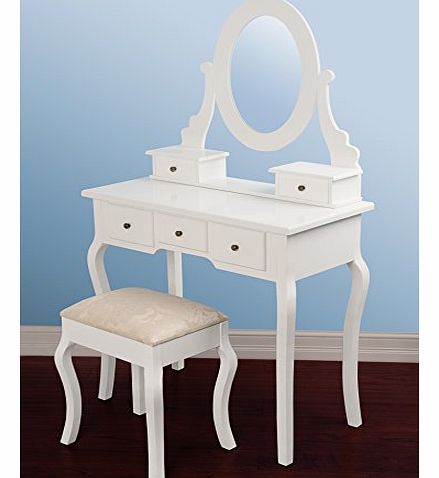 Amalfi White Dressing Table Stool & Mirror Set Bedroom Vanity