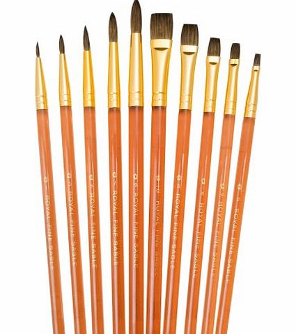 Royal Langnickel 10 SABLE ARTIST PAINT BRUSH SET ROUNDS and SHADERS VP6