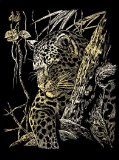 ENGRAVING ART and TOOL GOLD FOIL STYLE LEOPARD IN TREE