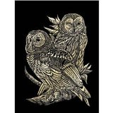 ENGRAVING ART and TOOL GOLD FOIL STYLE OWLS