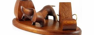Royal Wooden Collection Dachshund Desk accessories carved iPhone / mobile phone / smartphone table stand