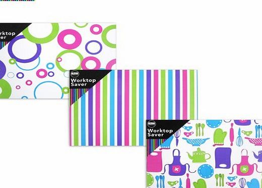 ``Brights`` Glass Worktop Saver in Kitchen Utensils Design for Cutting, Slicing amp; Dicing amp; Protection 25x18cm