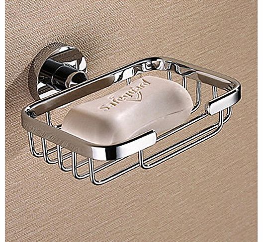 ROZINSANITARY  Simple Chrome Polished Bathroom Soap Basket Soap Dish Soap Holder Solid Brass Wall Mounted
