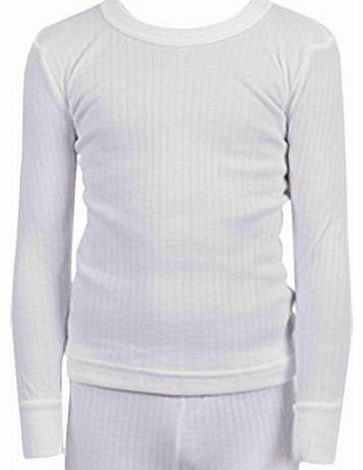 RP 2 Pack Childrens/Boys Thermal Underwear Long Sleeve Vest, White 6/8 Years