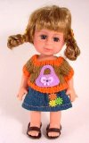 8 inch mini girl doll with woollen jumper denim skirt and sandals