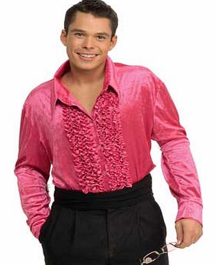 Rubies 1970s Pink Velvet Disco Shirt - 34-36 Inches