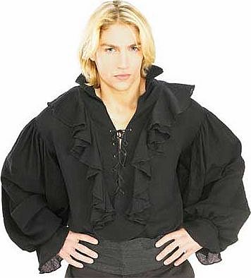 Black Cotton Pirate Shirt - 38-40 Inches