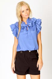 RUBY Satin Pussy Bow Detail Blouse