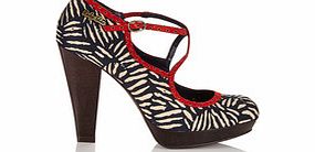 Ruby Shoo Viv navy zebra print heeled shoes