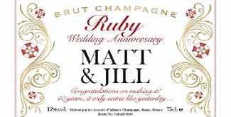 RUBY Wedding Anniversary Personalised Champagne