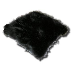 black longhair patterned faux fur cushion