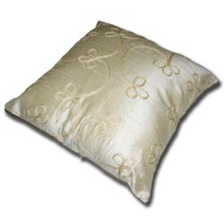 rucomfy cream braided 35cm silk cushion