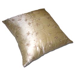 cream embroidered 35cm silk cushion
