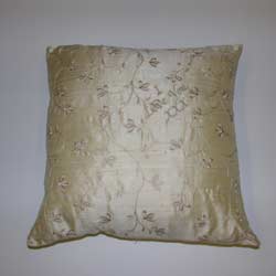 Cream silk embroidered 35cm cushion