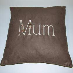 Faux suede Limited Edition floral mum cushion
