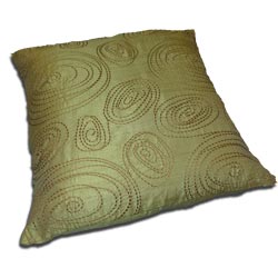 rucomfy green embroidered 35cm silk cushion