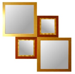 rucomfy quartet mirror gold & oak 760 670v