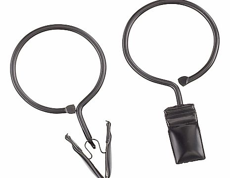 Rufflette Ring Clip Hooks, Pack of 10, Black