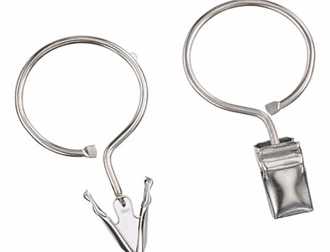 Rufflette Ring Clip Hooks, Pack of 10, Chrome