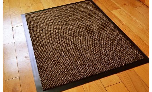 RUGS 4 HOME SMALL BROWN /BLACK DOOR MAT RUBBER BACKED RUNNER BARRIER MATS RUG PVC EDGED KITCHEN MAT(40 X 60 CM)