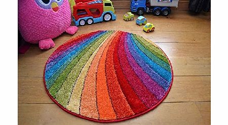 Rugs Supermarket Splash Multicolour Rainbow Circle Thick Childrens Colourful Rug. Size 80cm x 80cm