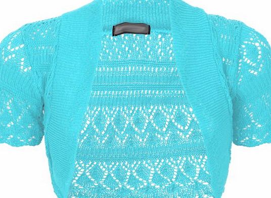 Runway Splash WOMENS LADIES KNITTED CROCHET BOLERO SHRUGS CARDIGAN SHORT SLEEVES TOP SIZE 8-18[Royal Blue,S/M (UK 8-10) (EU 36-38) (US 4-6)]