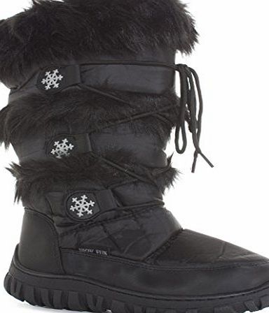 Runway9 Size 6 Style 1 - Black Womens Ladies Fur Lined Quilted Calf Flat Knee High Winter Snow Boots Shoes Size