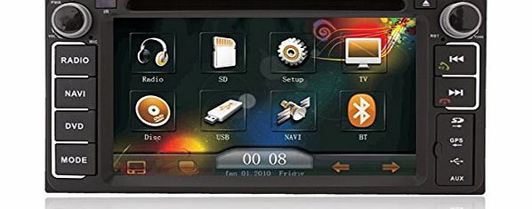 Rupse 2 DIN 6.2 inch 800*480 HD TFT LCD Touchscreen GPS Navigation System with DVD Player Handsfree Bluetooth iPhone iPod RDS with Subwoofer amp; Steering Wheel Control for Toyota Corolla EX 2002-200