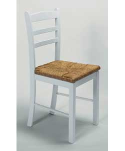 Rush Seat White Pair of Chairs
