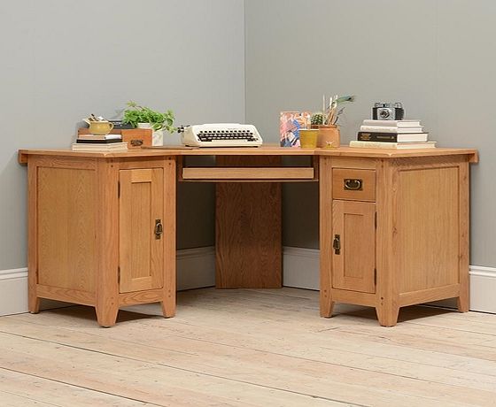 Rustic Oak Corner Computer Desk 608.033