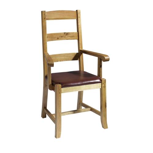 Rustic Oak Dining Chairs Carver x2