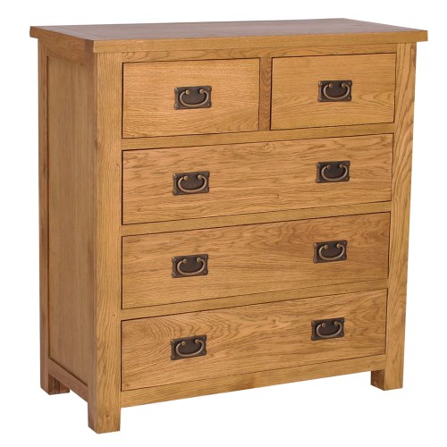 Rustic Saxon Solid Oak 2  3 Chest of Drawers
