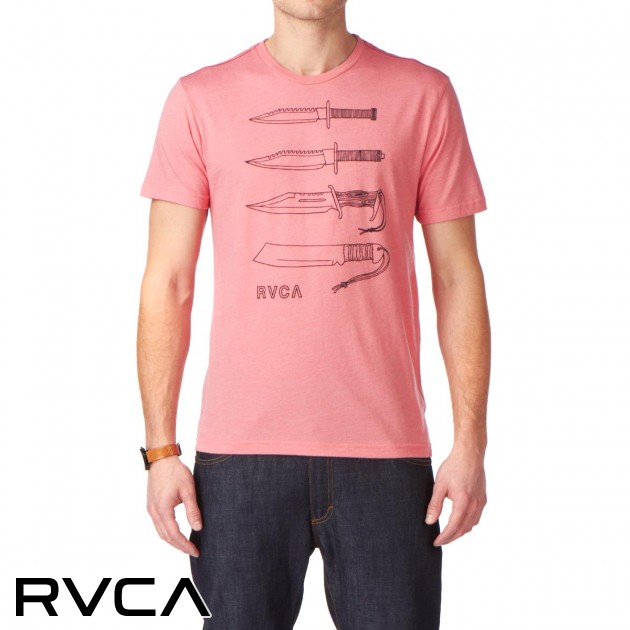 RVCA Mens RVCA Knife Stack T-Shirt - Cherry Wax