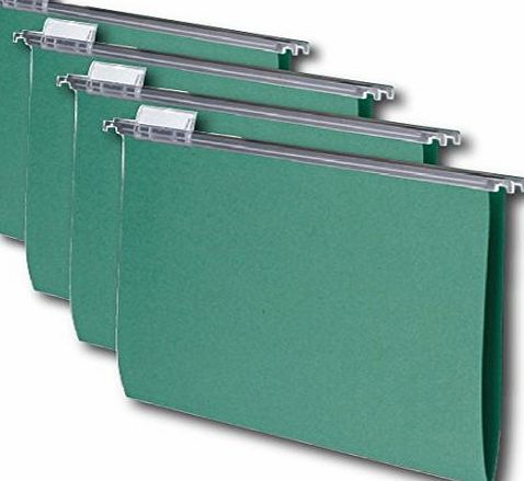 A4 Suspension File (25 PACK) Manilla Heavyweight with Tabs and Inserts A4 Green for filing cabinets - MAKE THE GREENER CHOICE - Contains up to 50% postconsumer recycled content.