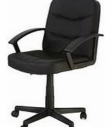 Medium Back Leather Look Home Office Chair Black