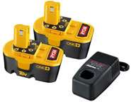RYOBI - TWO 18v BATTERIES & CHARGER - BCP-1817/2SM