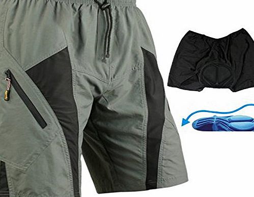 RZ-WOLFBIKE Mens Cycling Mountain Bike 3D Padded Shorts Pants plus 1 Inside Unremovable Liner MTB Shorts WFD29 XXL