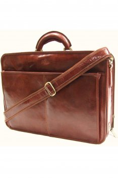S Babila Italian Leather Briefcase
