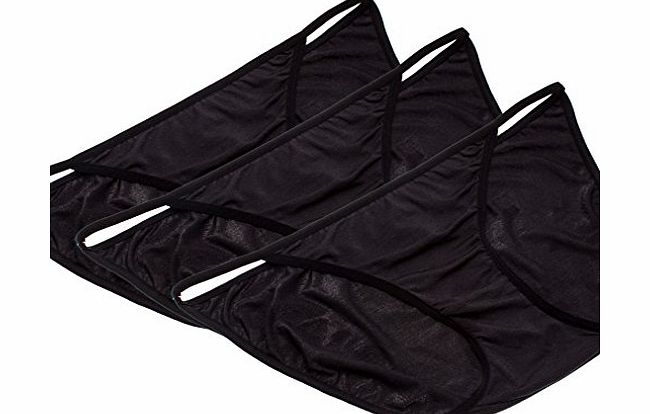 S-ZONE Womens Briefs String Tanga Underwear Knickers (12, Black-3PC)