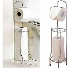 SA Free Standing Chrome Toilet Paper Roll Holder & Storage Organiser For 4 Rolls