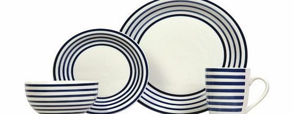 Sabichi 16-Piece Stoneware Portabello Dinner Set, Blue