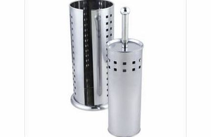 2-Piece Stainless Steel Square Toilet Brush and Roll Holder Set