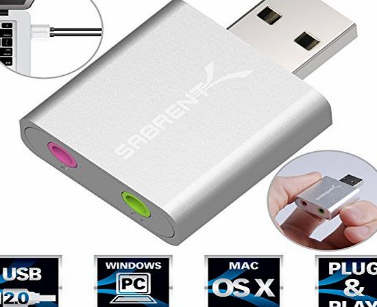 SABRENT  Aluminum USB External Stereo Sound Adapter for Windows and Mac. Plug and play No drivers Needed.[C-Media CM108 Chipset] (AU-EMAC)