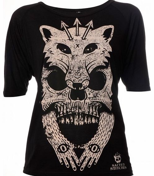 Sacred Stitches Fox Skull 3/4 Sleeve Top