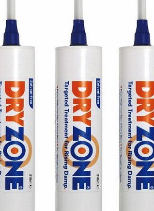 Safeguard Europe Ltd Dryzone 310ml x 3 with Nozzle- Damp Proofing Treament Cream for Rising Damp
