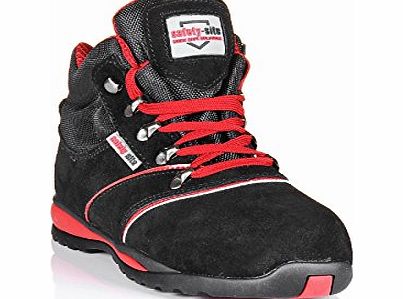 Safety-Site  A2 Hiker EN Tested Steel Toe Boot - Suede Black - Red Trim UK 04