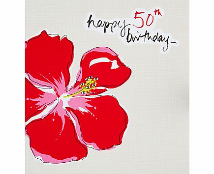 Saffron 50th Hibiscus Birthday Card